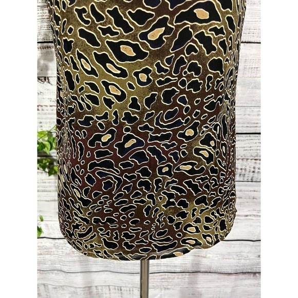 Tory Burch Blouse Tank size 2 Black Brown Cheetah Animal Sheer Cocktail Wedding - Picture 5 of 10